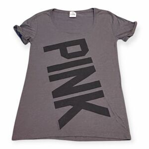 PINK VICTORIA’S SECRET Women’s Gray Short Sleeve Graphic T-Shirt Size Medium